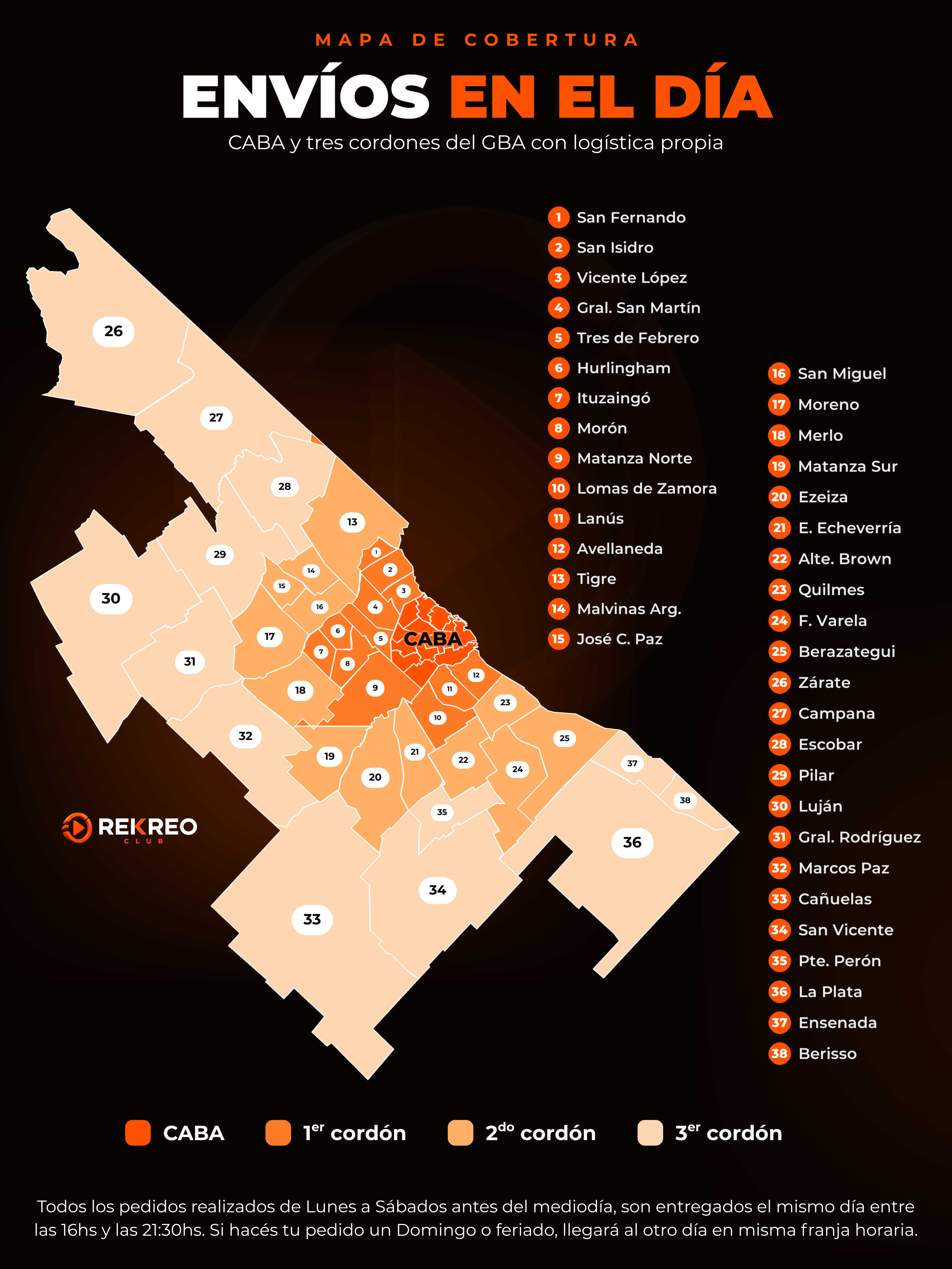 Mapa de cobertura de CABA y GBA por cordones